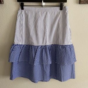 NEW j.crew blue striped ruffle skirt size 6